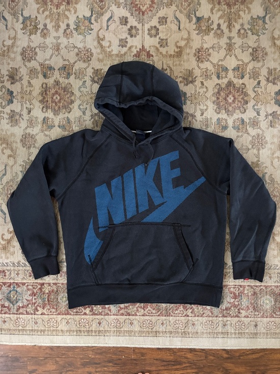 Nike Other - Nike AW77 Graphic Hoodie Mens Size Large Black Blue Spell Out